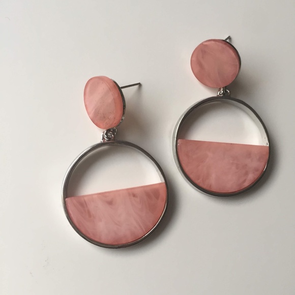 Acrylic Circle Dangle Earrings - Picture 2 of 6